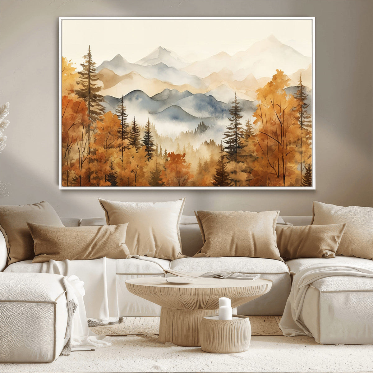 Golden Autumn Forest Wall Art Canvas | Mountain Landscape
