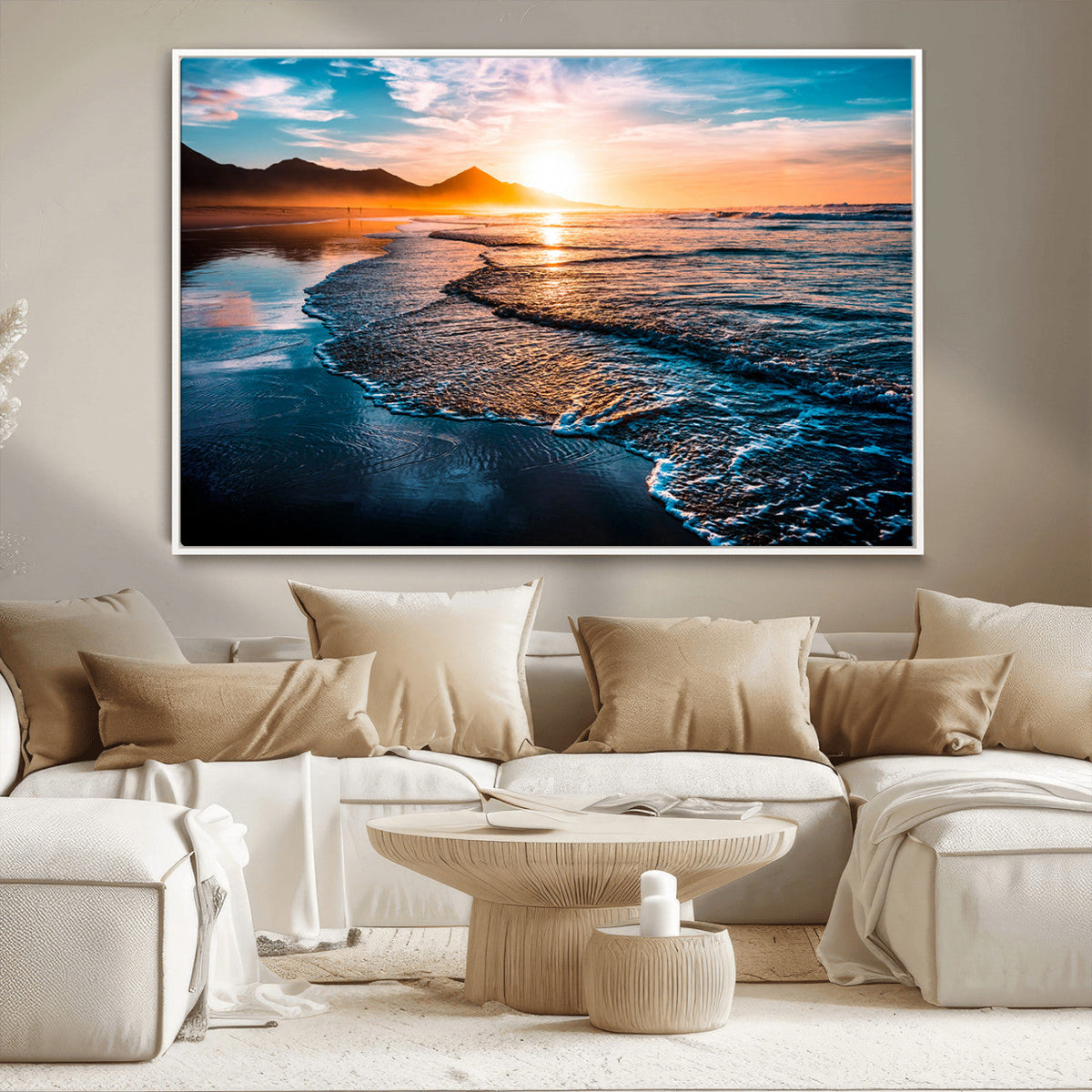 Sunset Beach Ocean Canvas Wall Art – Tranquil Ocean