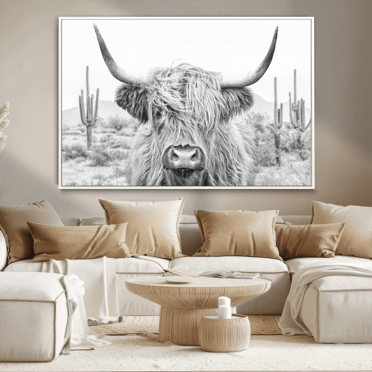 Rustic Charm | Cow Longhorn Black White Bighorn Wall Art