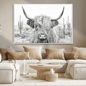 Rustic Charm | Cow Longhorn Black White Bighorn Wall Art