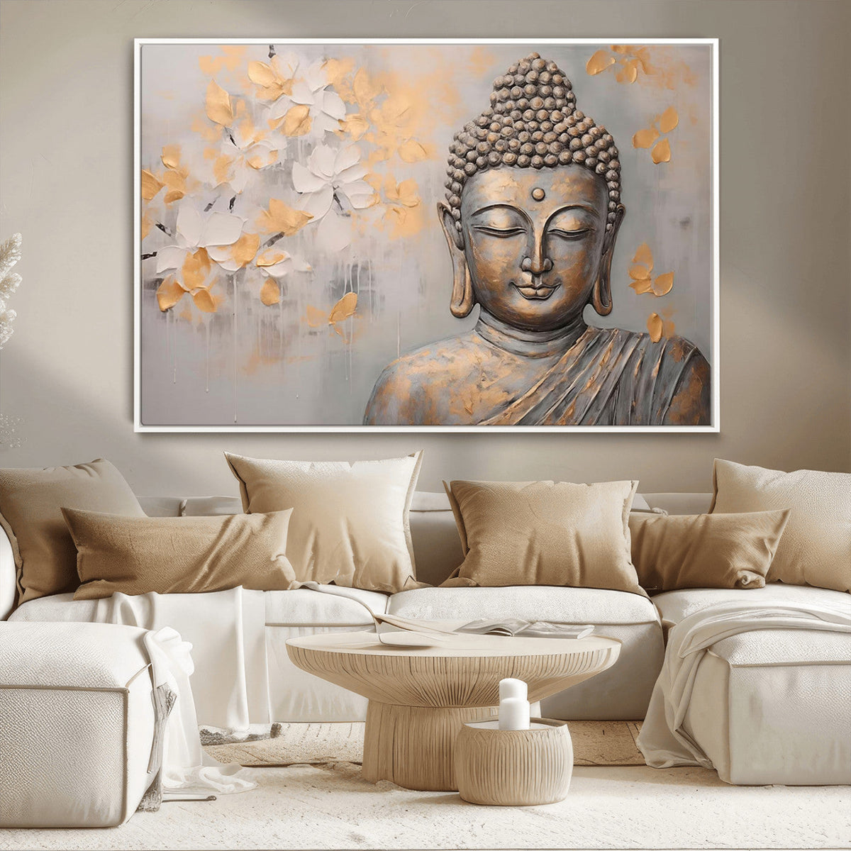 Abstract Buddha Statue Wall Art Canvas Print - Modern