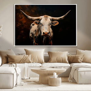 Texas Longhorn Wall Art | 3-Panel Large Texas Longhorn