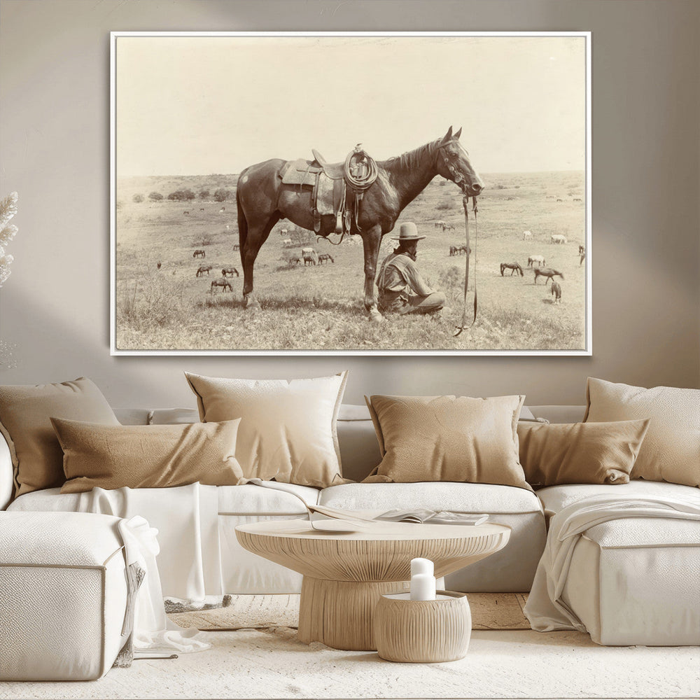 Cowboy Wall Art - Western Horse Canvas Print - Vintage