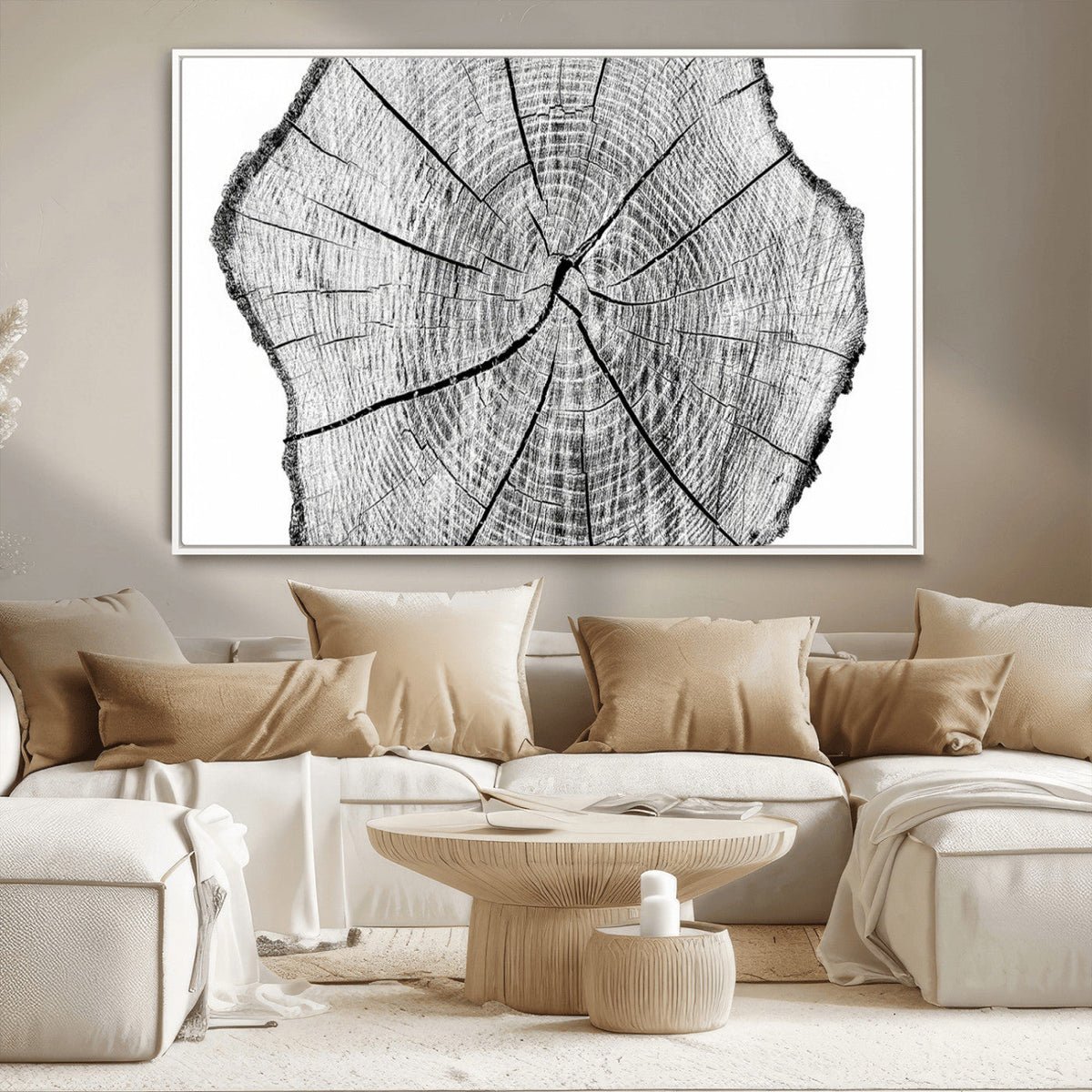 Rustic Tree Ring Wall Art Canvas Print – Framed and Ready to