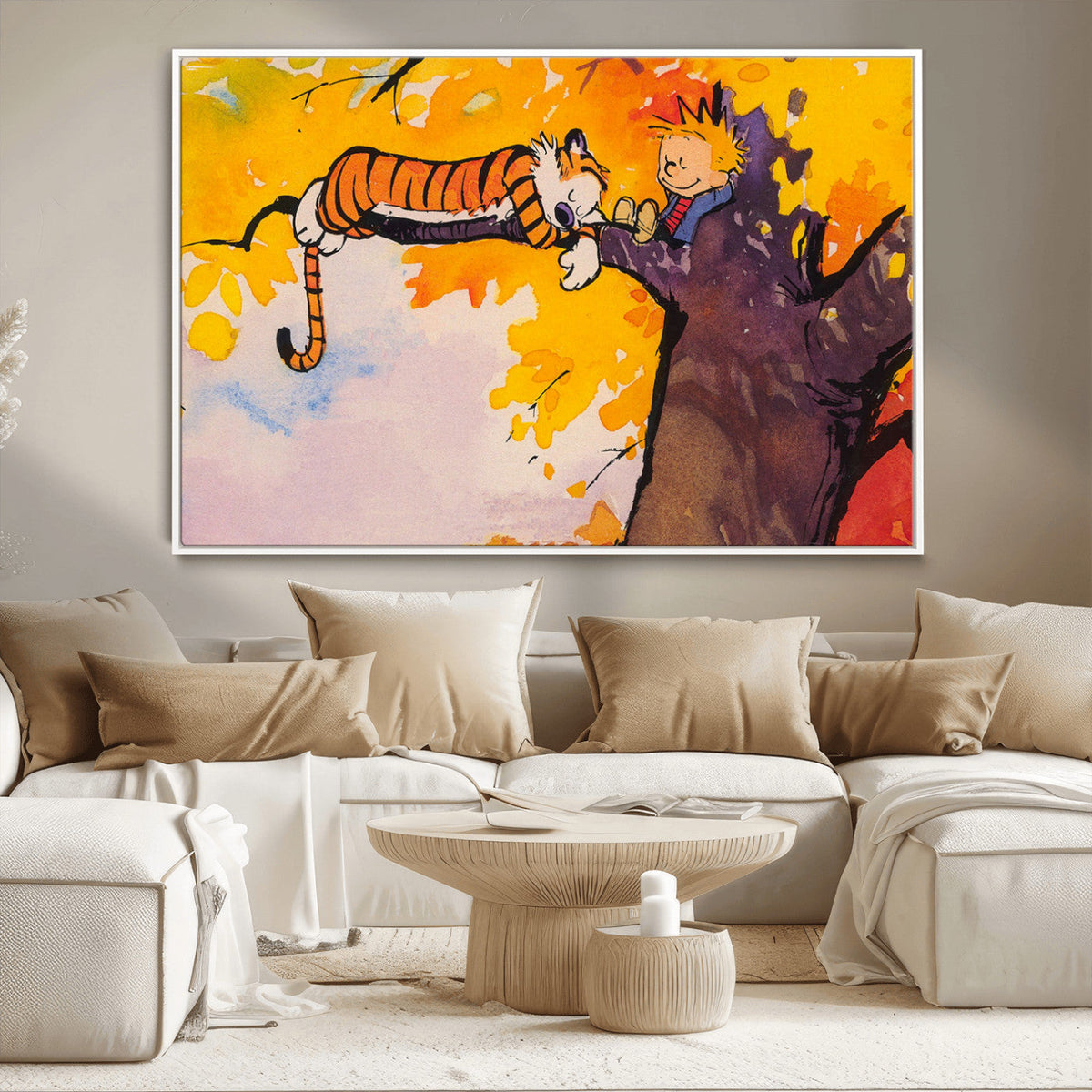 Calvin and Hobbes Tree Scene Canvas Print | 3 Panel Large