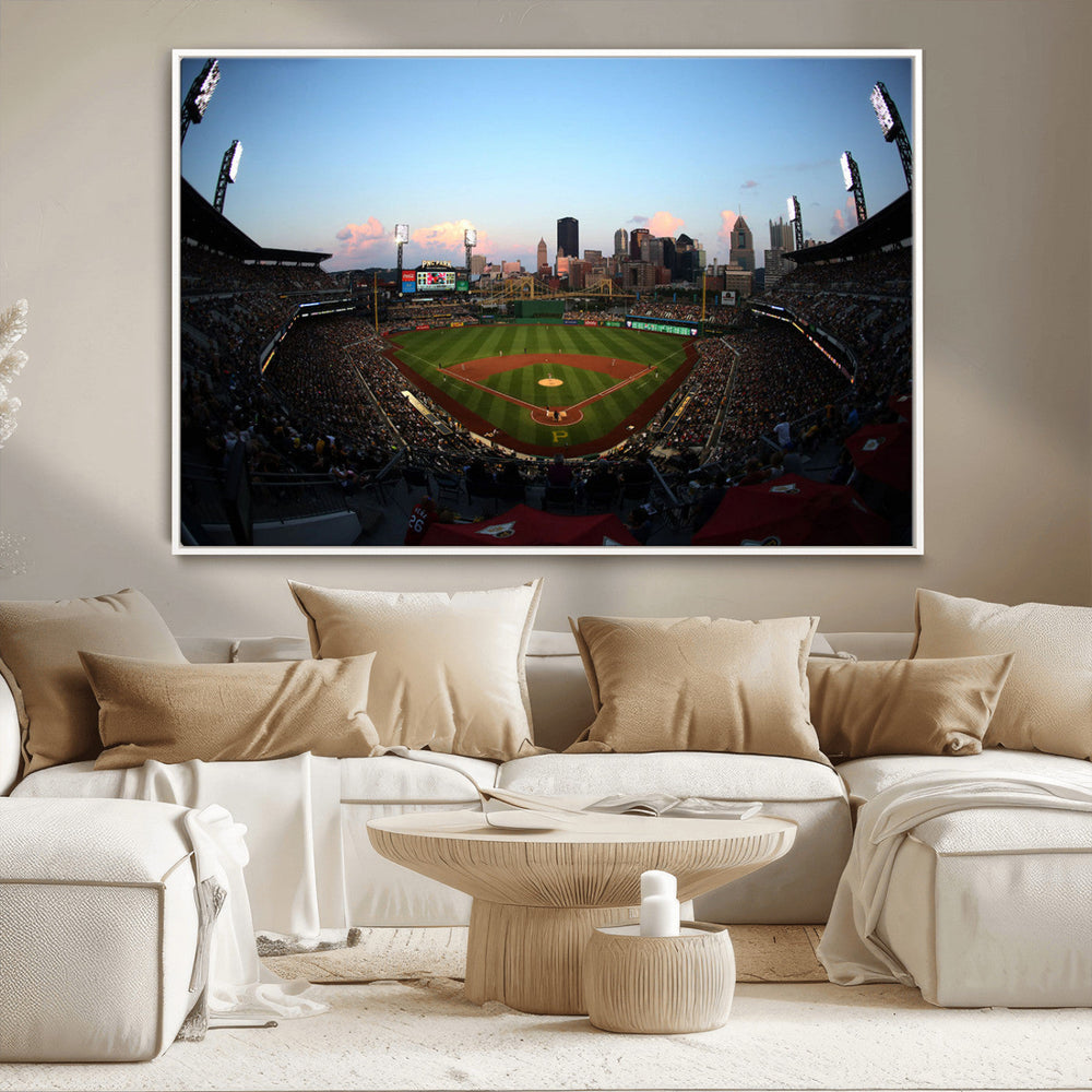 PNC Park Evening Game Triple Canvas Wall Art - Pittsburgh