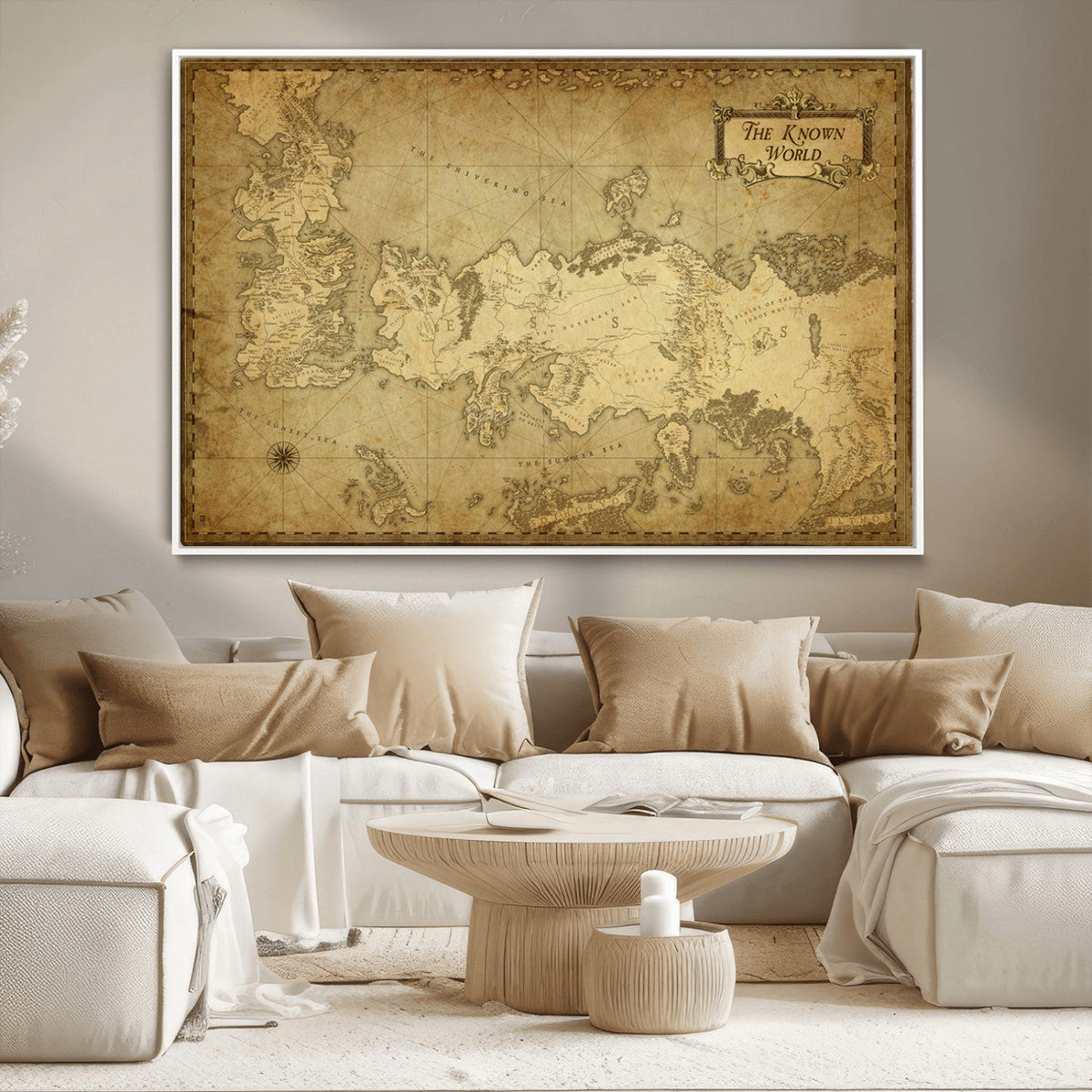 Vintage Game of Thrones Map Wall Art | Westeros and Essos