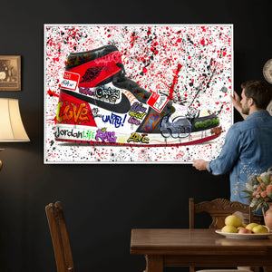 Jordan Shoes Graffiti Wall Art Canvas Print- Jordan Graffiti