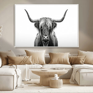 Highland Wall Art Canvas Print – Minimalist Black and White