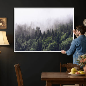 Misty Forest Wall Art | Foggy Forest Canvas Print | Large