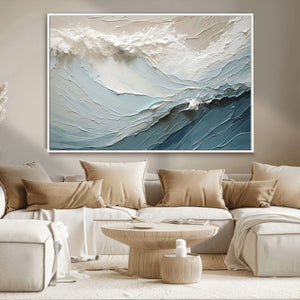 Waves Abstract Wall Art Print, Modern Framed Abstract Canvas