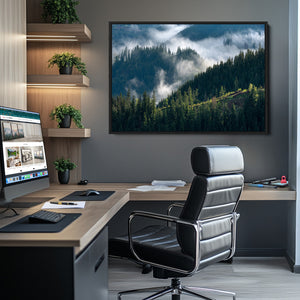 Misty Forest Wall Art Canvas Print – Pine Hills Foggy Trees
