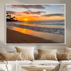 Tropical Beach Wall Art – Framed Sunset Ocean Canvas