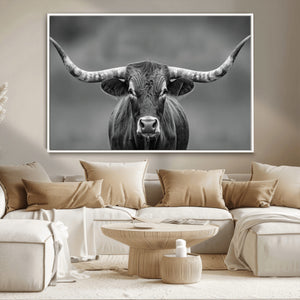 Texas Longhorn Wall Art Canvas Print – Framed Western Bull
