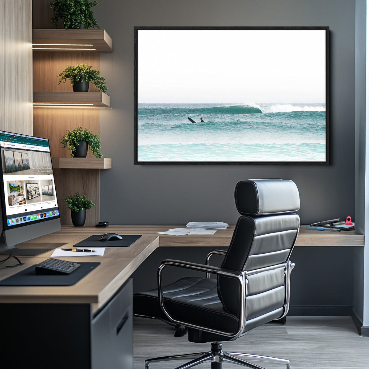 Surfing Wall Art Canvas Print – Framed Ocean Waves
