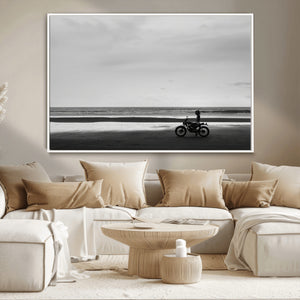 Motorcycle Beach Wall Art Canvas Print – Framed Vintage