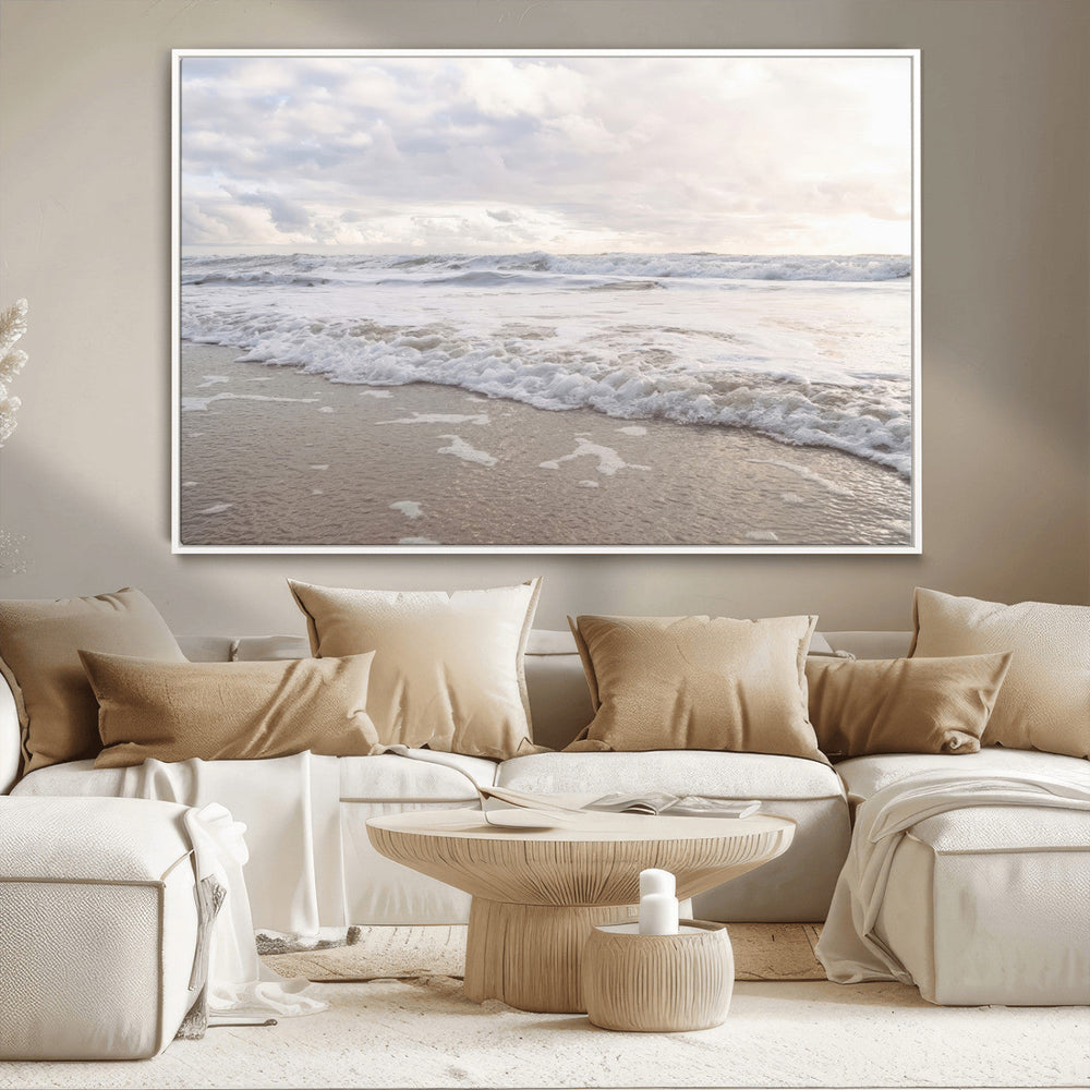 Ocean Waves Wall Art Canvas Print – Framed Coastal Shoreline