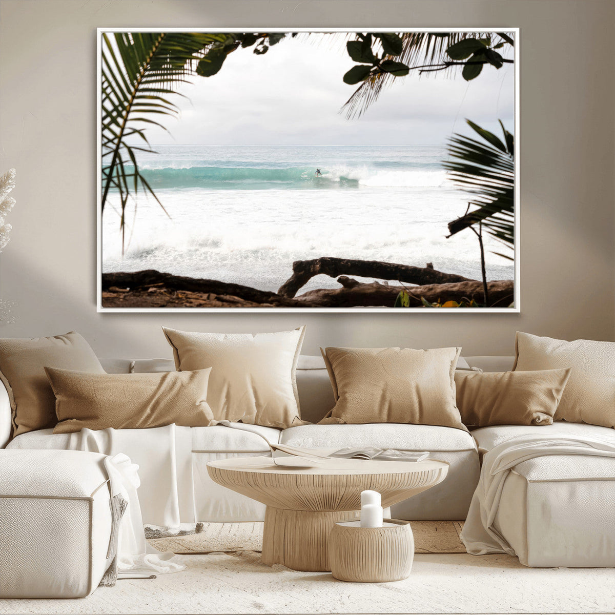 Tropical Surf Wall Art Canvas Print – Framed Palm Tree View