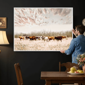 Longhorn Cattle Wall Art Canvas Print – Framed Texas Ranch