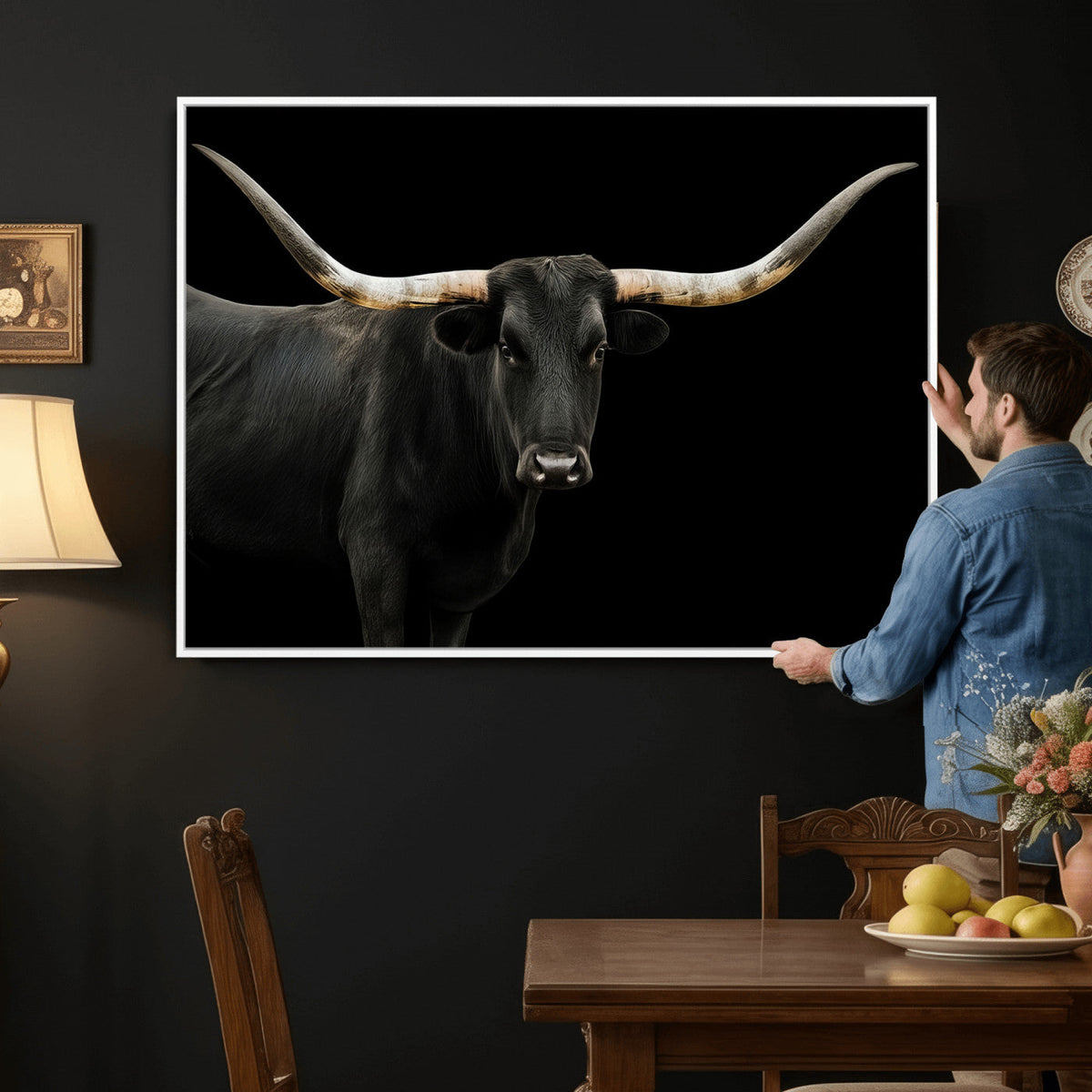 Longhorn Cattle Wall Art Canvas Print – Framed Texas Ranch