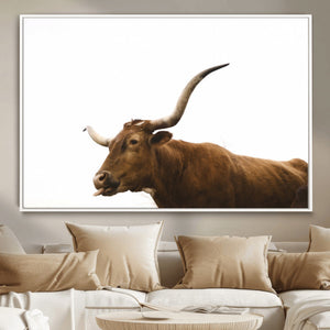 Longhorn Cow Wall Art Canvas Print – Framed Rustic Animal