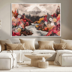 Mountain Wall Art Canvas Print – Framed Autumn Forest