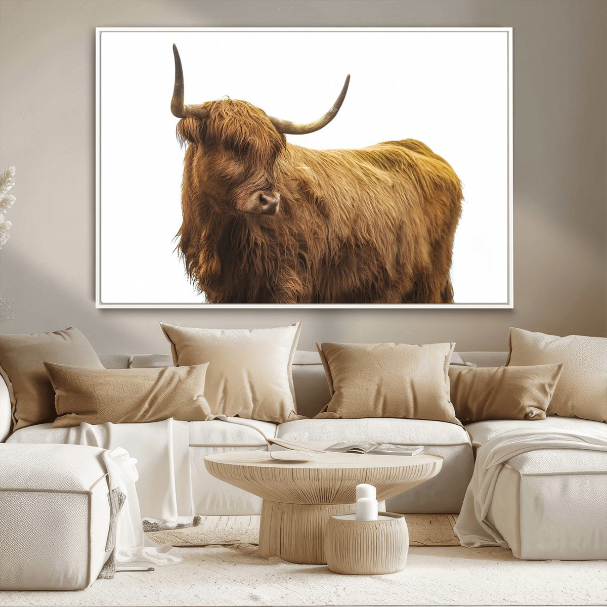 Highland Cow Wall Art Canvas Print – Framed Farmhouse Wall