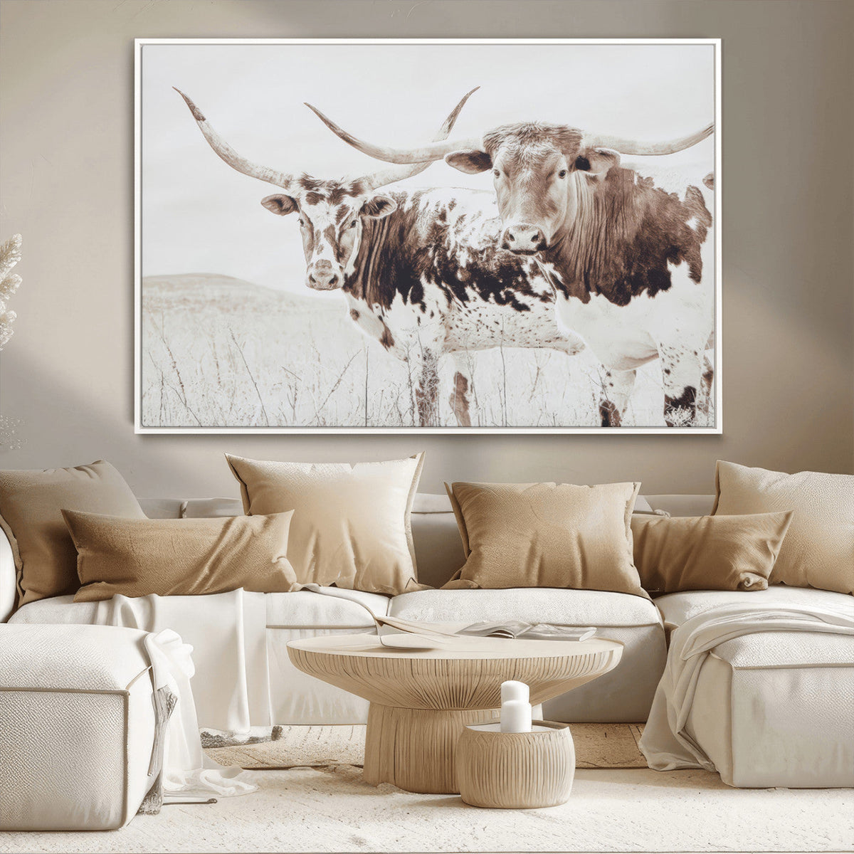 Longhorn Wall Art Canvas Print – Framed Western Cow Canvas
