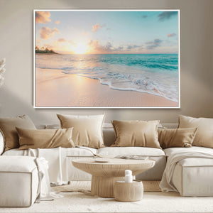 Beach Sunset Wall Art Canvas Print – Framed Ocean Waves