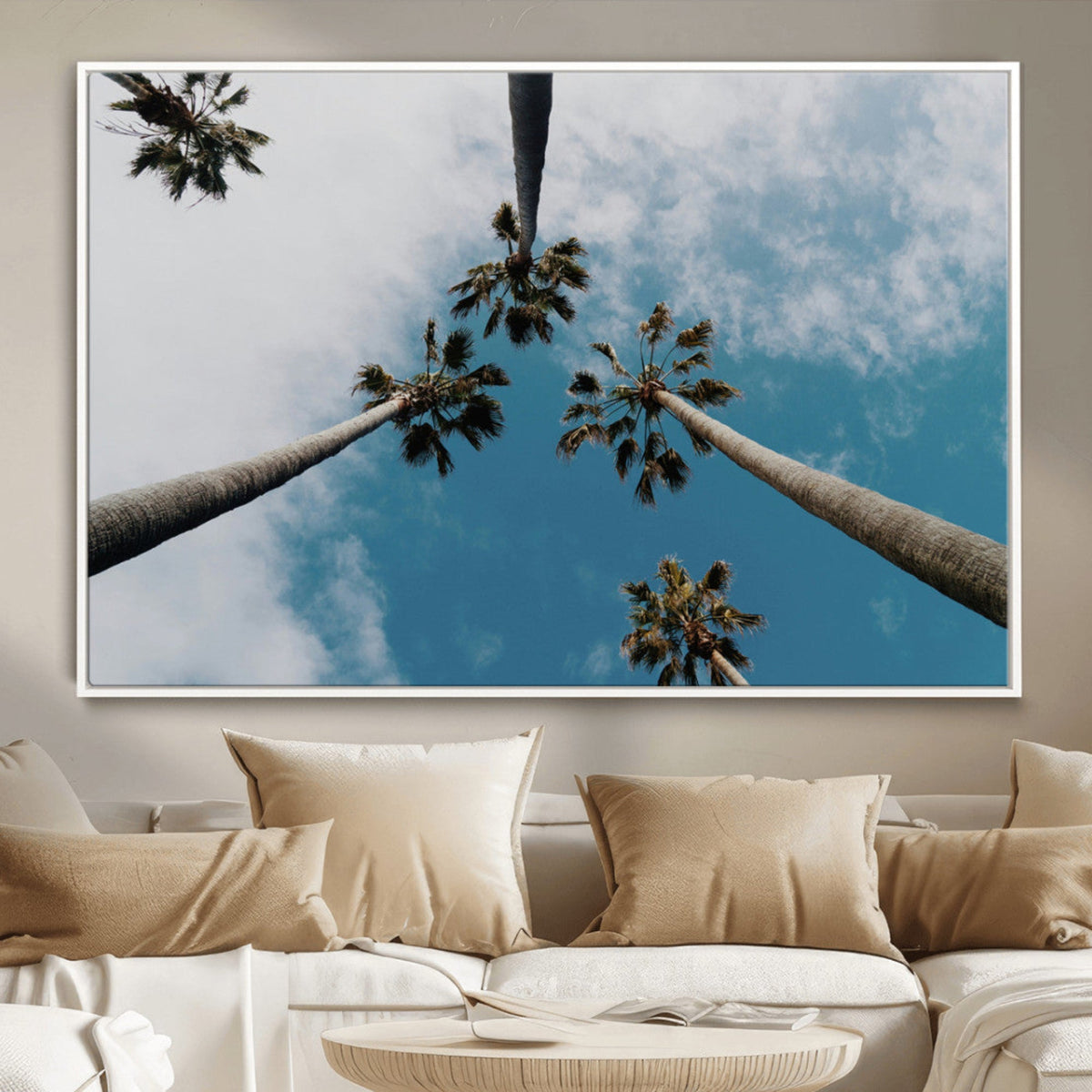 Tropical Palm Trees Wall Art Canvas Print Framed California