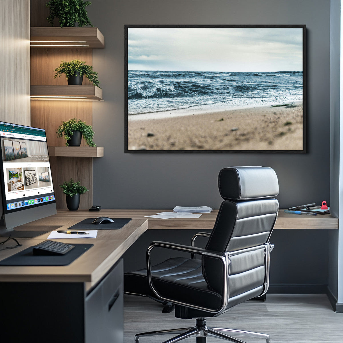 Ocean Wall Art Canvas Print – Moody Coastal Seascape Scene