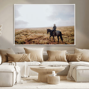 Cowboy Wall Art Canvas Print – Framed Western Ranch Scene