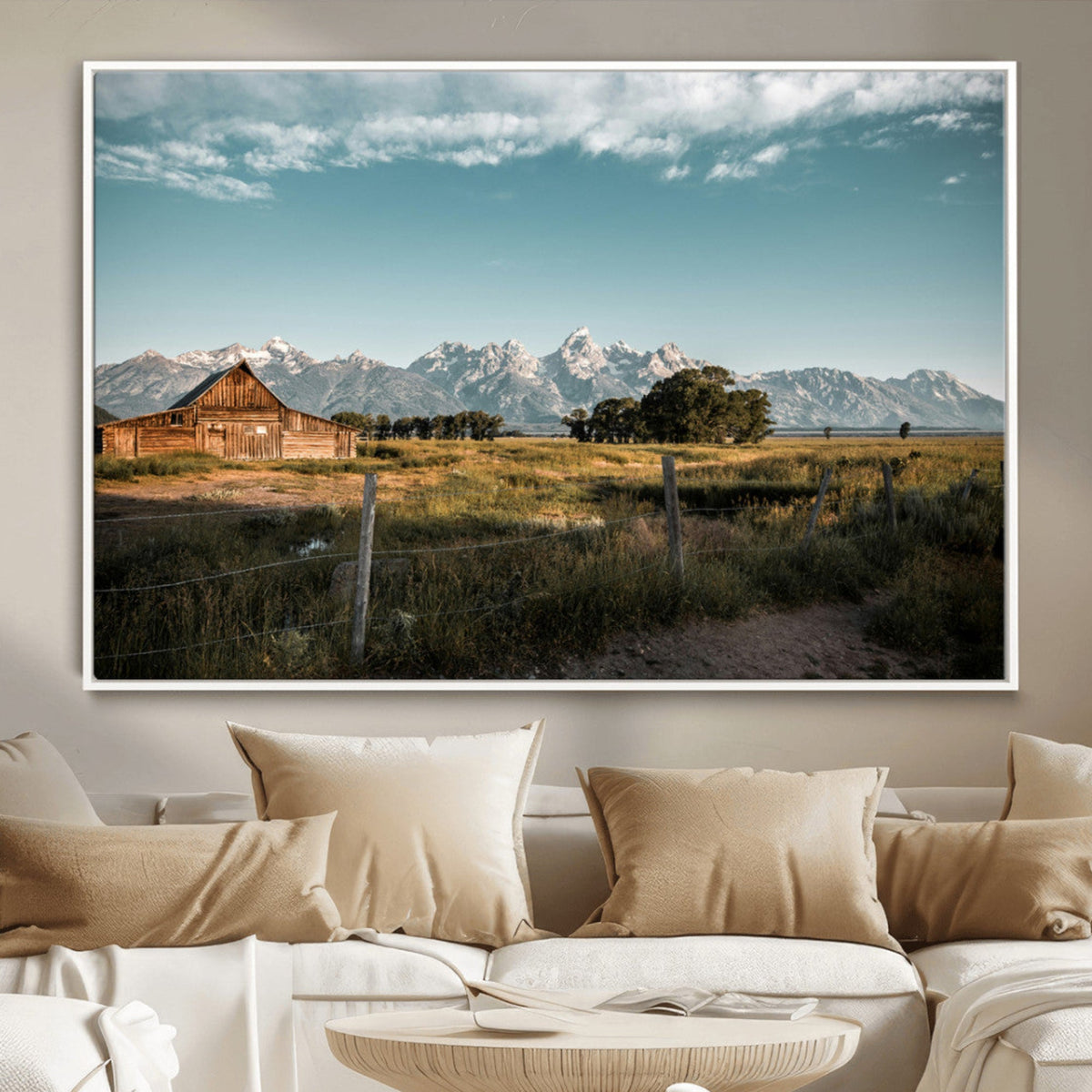 Rustic Farmhouse Wall Art Canvas Print – Framed Mountain