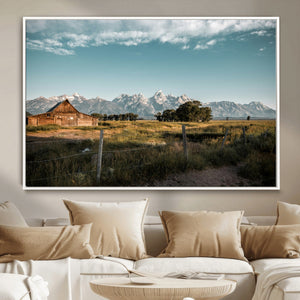 Rustic Farmhouse Wall Art Canvas Print – Framed Mountain