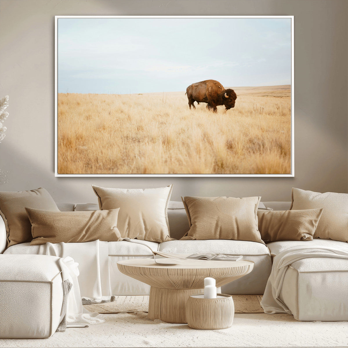 Buffalo Wall Art Canvas Print – Framed Western Wildlife