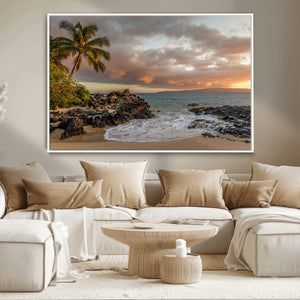 Tropical Beach Wall Art Canvas Print, Vibrant Hawaiian
