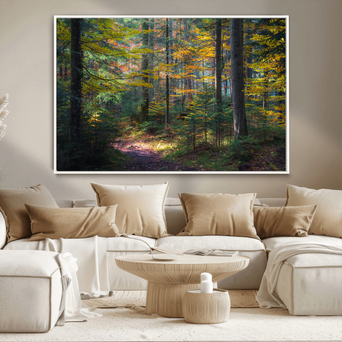 Autumn Forest Wall Art Canvas Print – Framed Fall Woodland