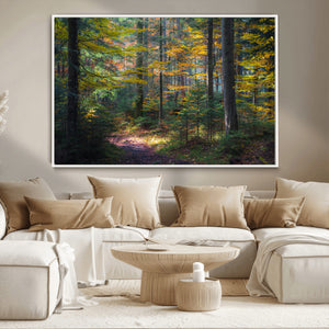 Autumn Forest Wall Art Canvas Print – Framed Fall Woodland