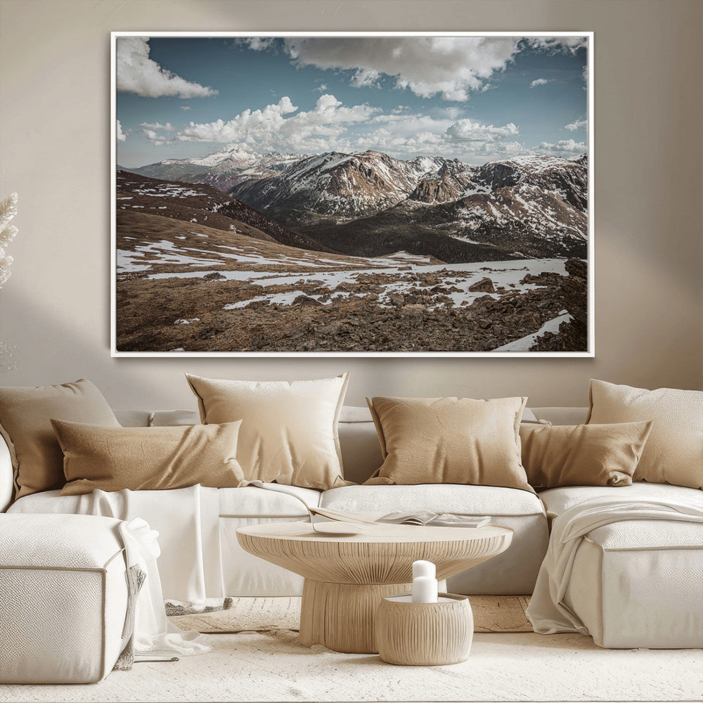 Mountain Landscape Wall Art Canvas Print – Framed Snowy
