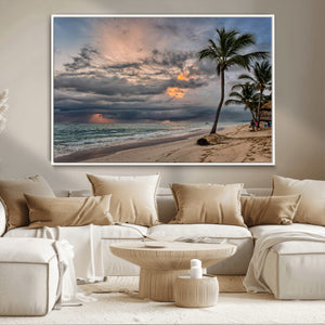 Tropical Storm Wall Art Canvas Print – Framed Moody Beach