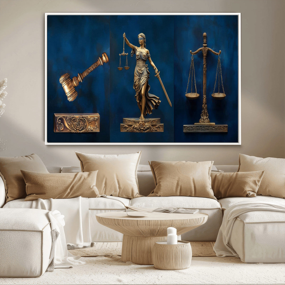 Lady Justice Wall Art Canvas Print – Elegant Gold Legal