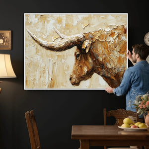 Rustic Longhorn Bull Wall Art Canvas Print – Vintage Western