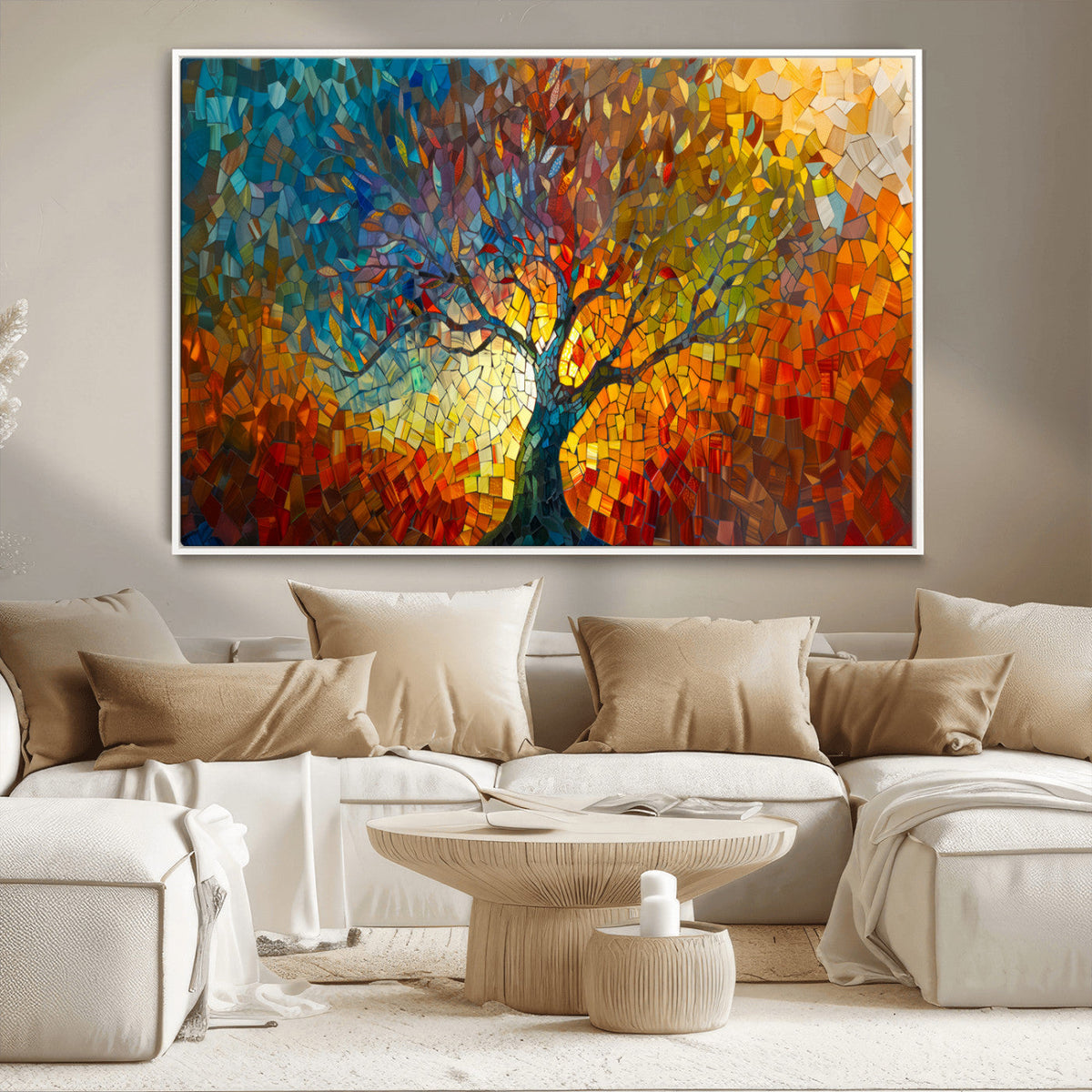 Yggdrasil Tree of Life Mosaic Stained Glass Wall Art, Tree