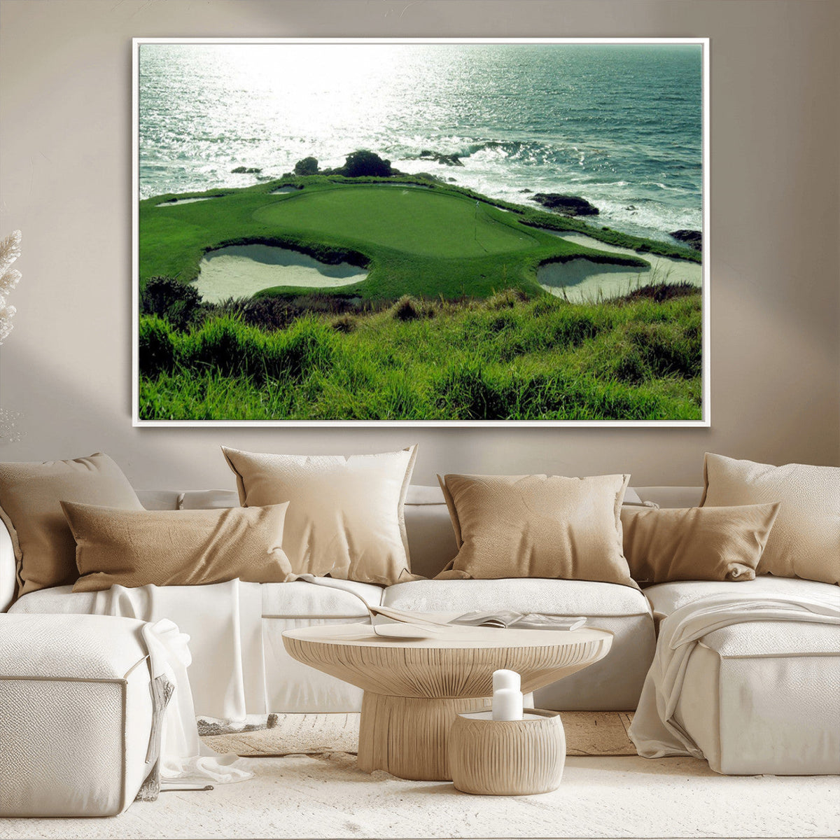 Coastal Golf Course Wall Art Canvas Print – Scenic Green