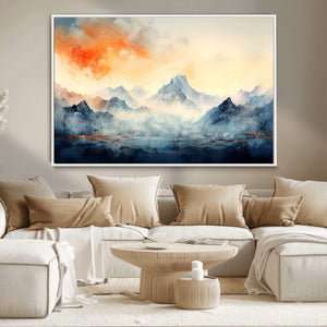 Warm Clouds Abstract Mountain Wall Art Canvas Print