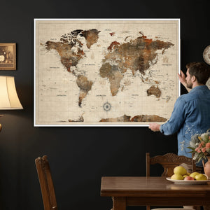 World Map Canvas Print – Framed Detailed Map of the World