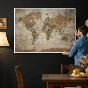 World Map Canvas Print – Framed Travel Map Wall Art for