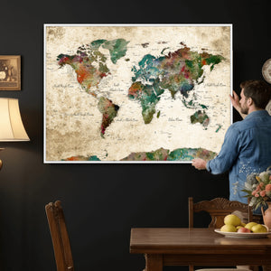 World Map Canvas Print – Framed Detailed Map of the World