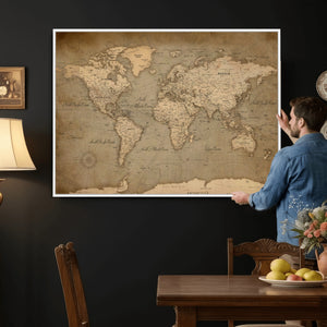 World Map Canvas Print – Framed Travel Map Wall Art for