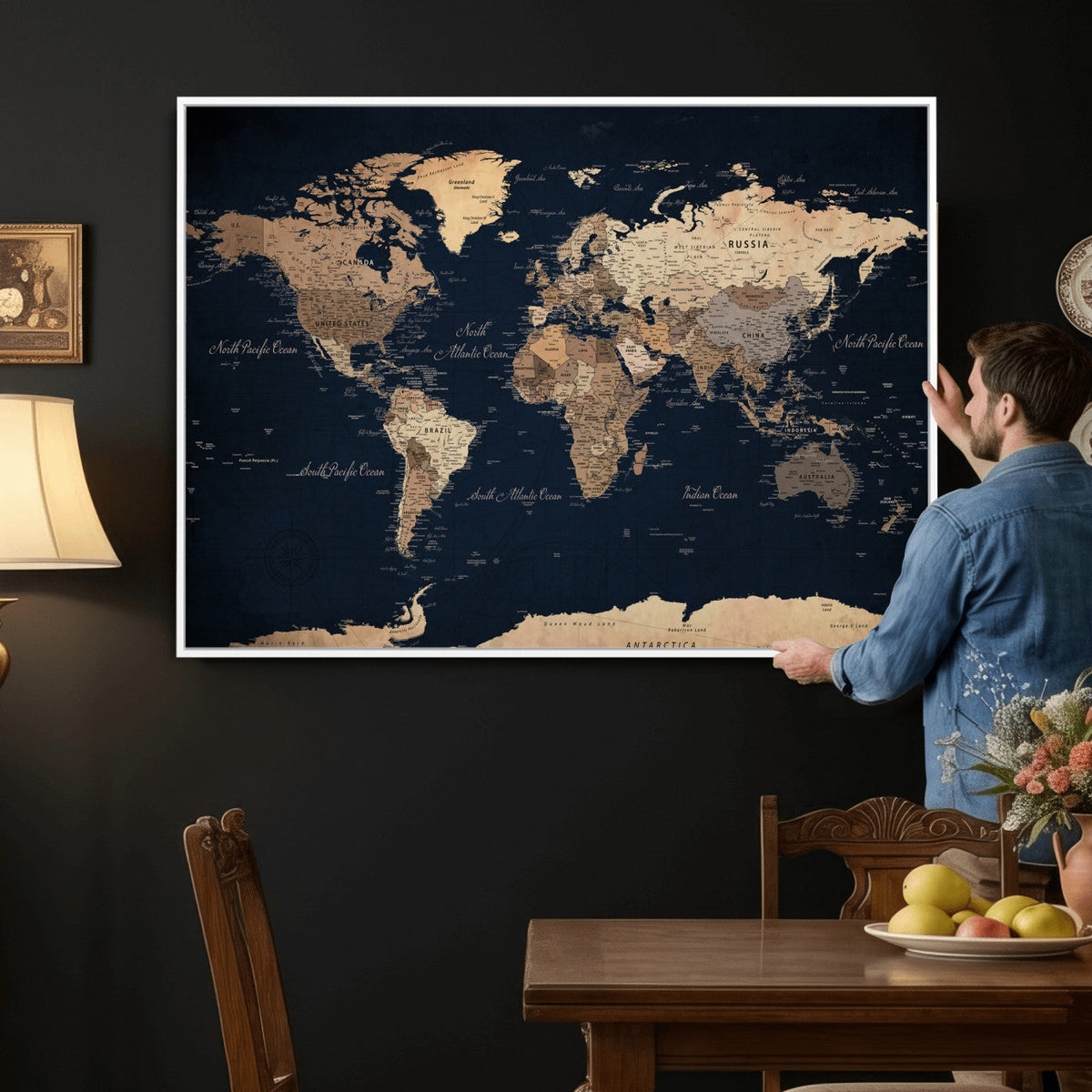 World Map Canvas Print – Detailed Map of the World Wall Art